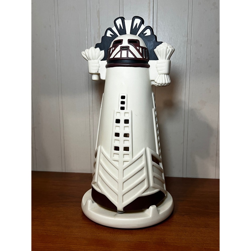 PartyLite Ceramic Kachina Doll Native American Tealight Holder 11" Chief Luminar